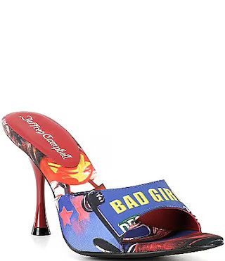 Jeffrey Campbell Agent Bad Girl Print Dress Slide Sandals - 9.5 | Dillard's