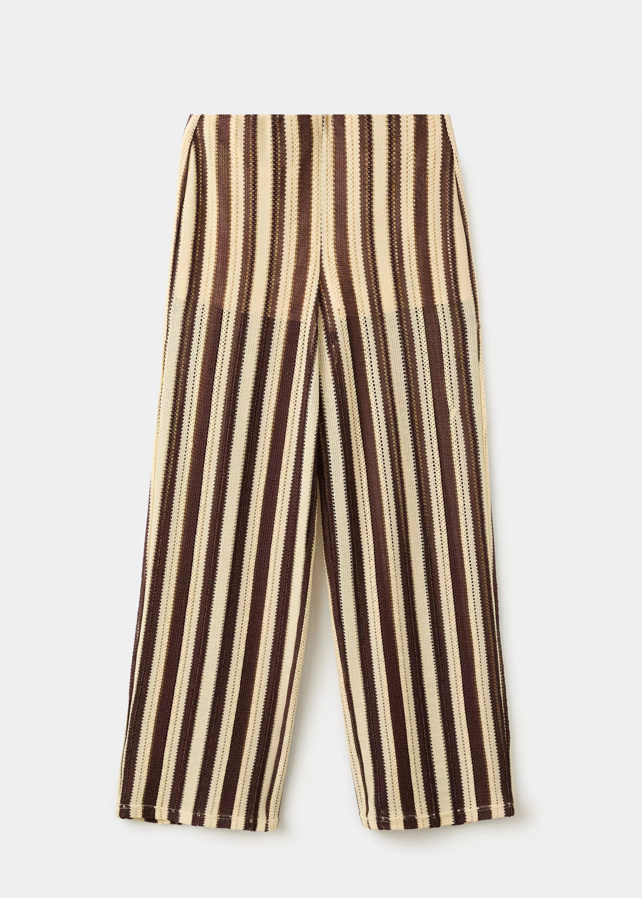 Striped openwork knit pants - Women | MANGO United Kingdom | MANGO (UK)