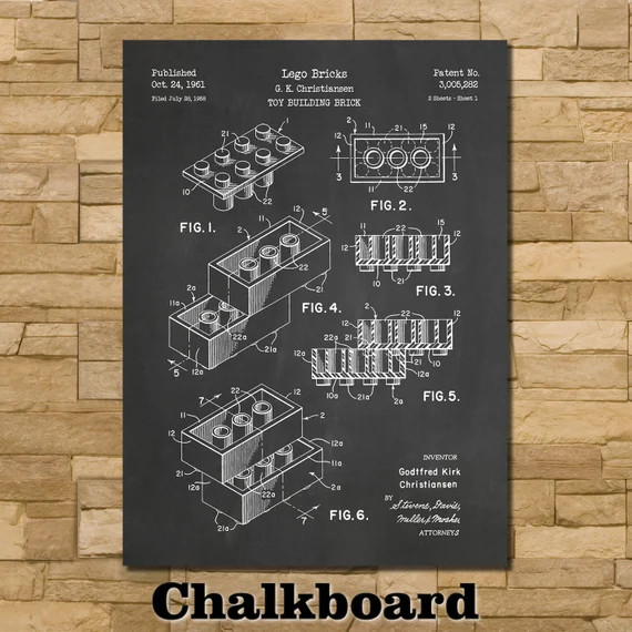 Lego Bricks Patent Print Art 1961 | Etsy | Etsy (US)