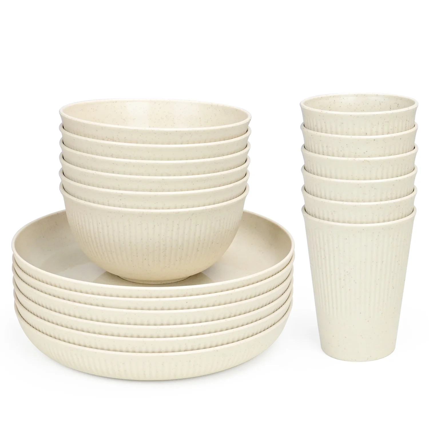 TINANA Wheat Straw Dinnerware Set: Service for 6, 18 PCS Unbreakable Reusable Dinnerware Sets, Cu... | Walmart (US)