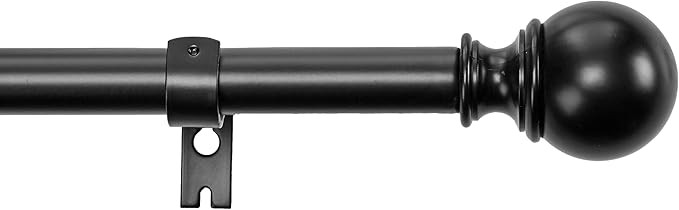 AmazonBasics 1" Curtain Rod with Round Finials - 36" to 72", Black | Amazon (US)