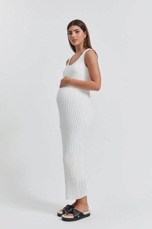 Scoop Neck Luxe Dress (Cream) | Legoe Heritage Maternity APAC