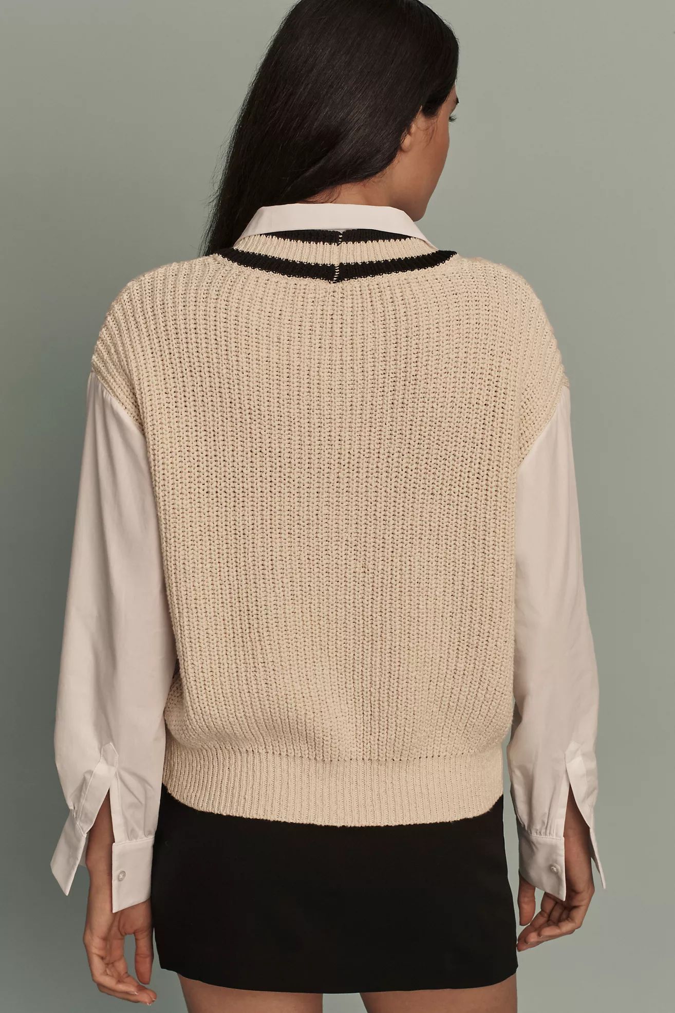 Maeve Pointelle Heart Twofer Sweater | Anthropologie (US)