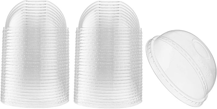 [50 Count] Crystal Clear PET Plastic Dome lids Fits 14, 16, 20, & 24 oz Cups for Iced Coffee, Mil... | Amazon (US)