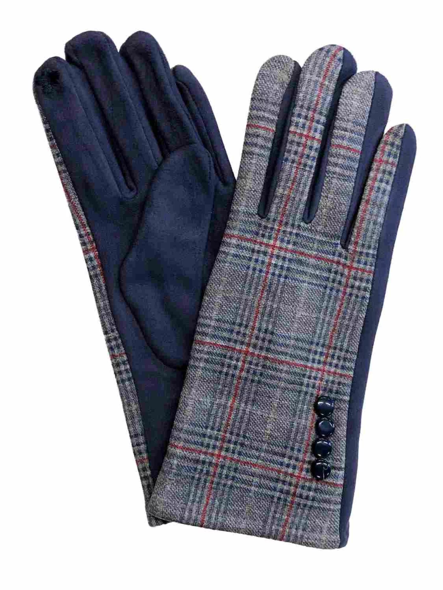 Womens Blue & Red Plaid Stretch Fit Texting & Tech Touchscreen Gloves | Walmart (US)