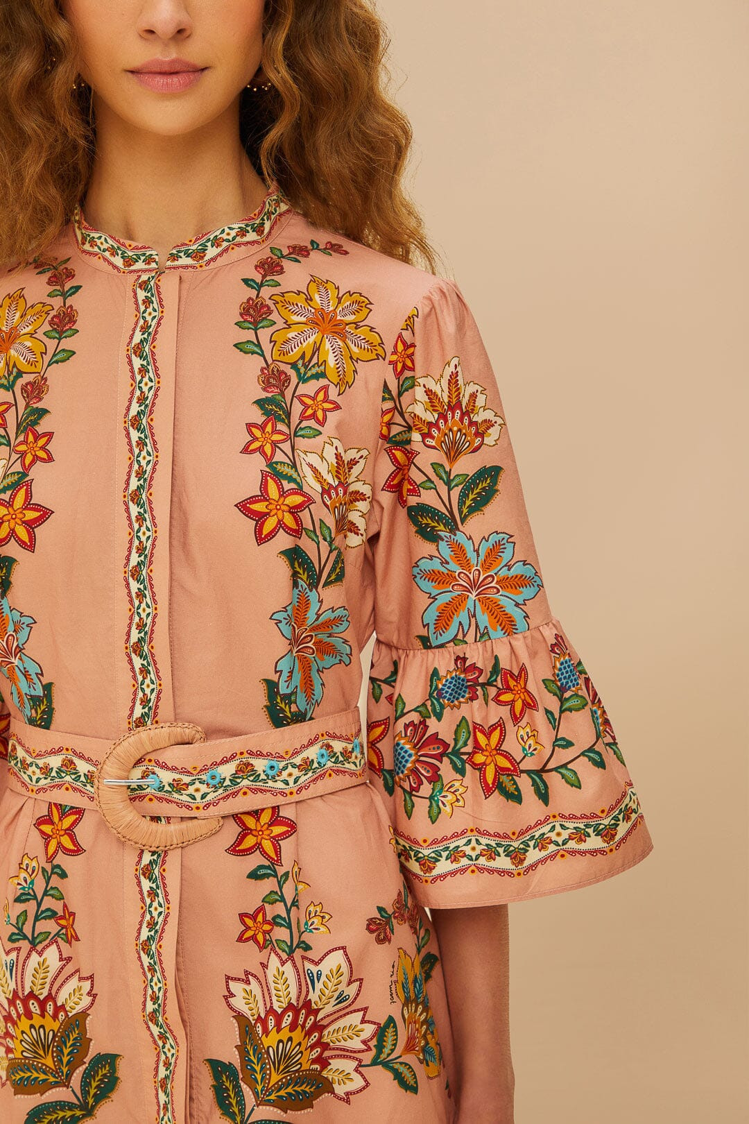 Pink Garden Delight Belted Mini Dress | FarmRio (US)