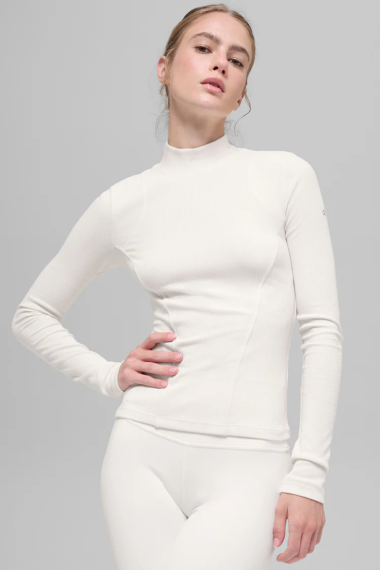 Ribbed Mesmerize Mock Neck Long Sleeve | Alo Yoga (US)