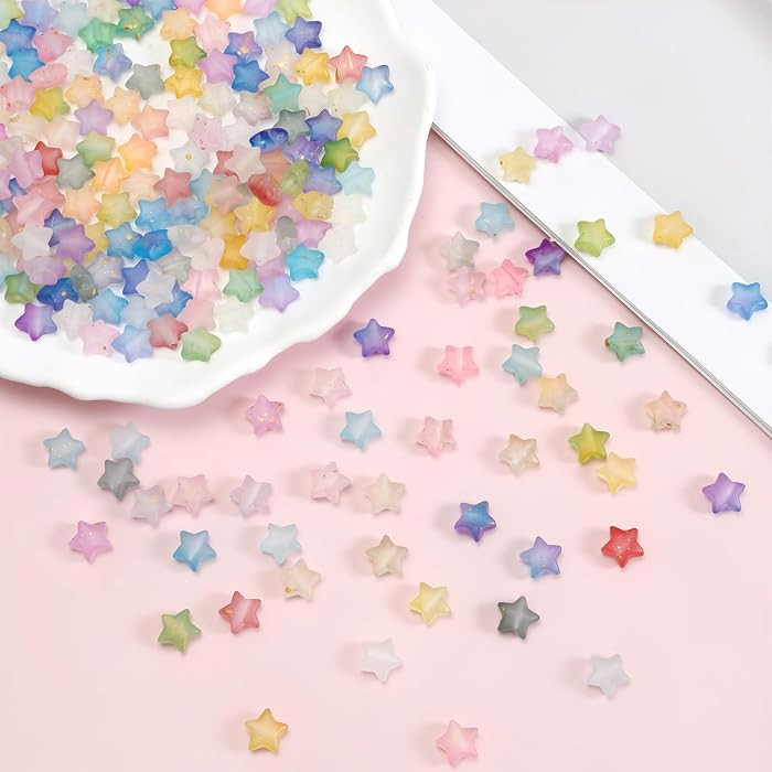 250 Pcs Star Beads for Bracelets Acrylic Colorful Star Beads Unique Cute Bead with Holes for Jewe... | Amazon (US)
