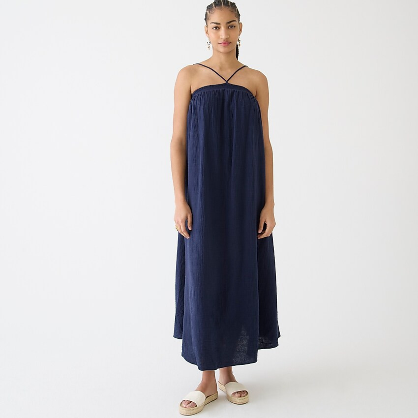 Halter maxi dress in soft gauze | J. Crew US