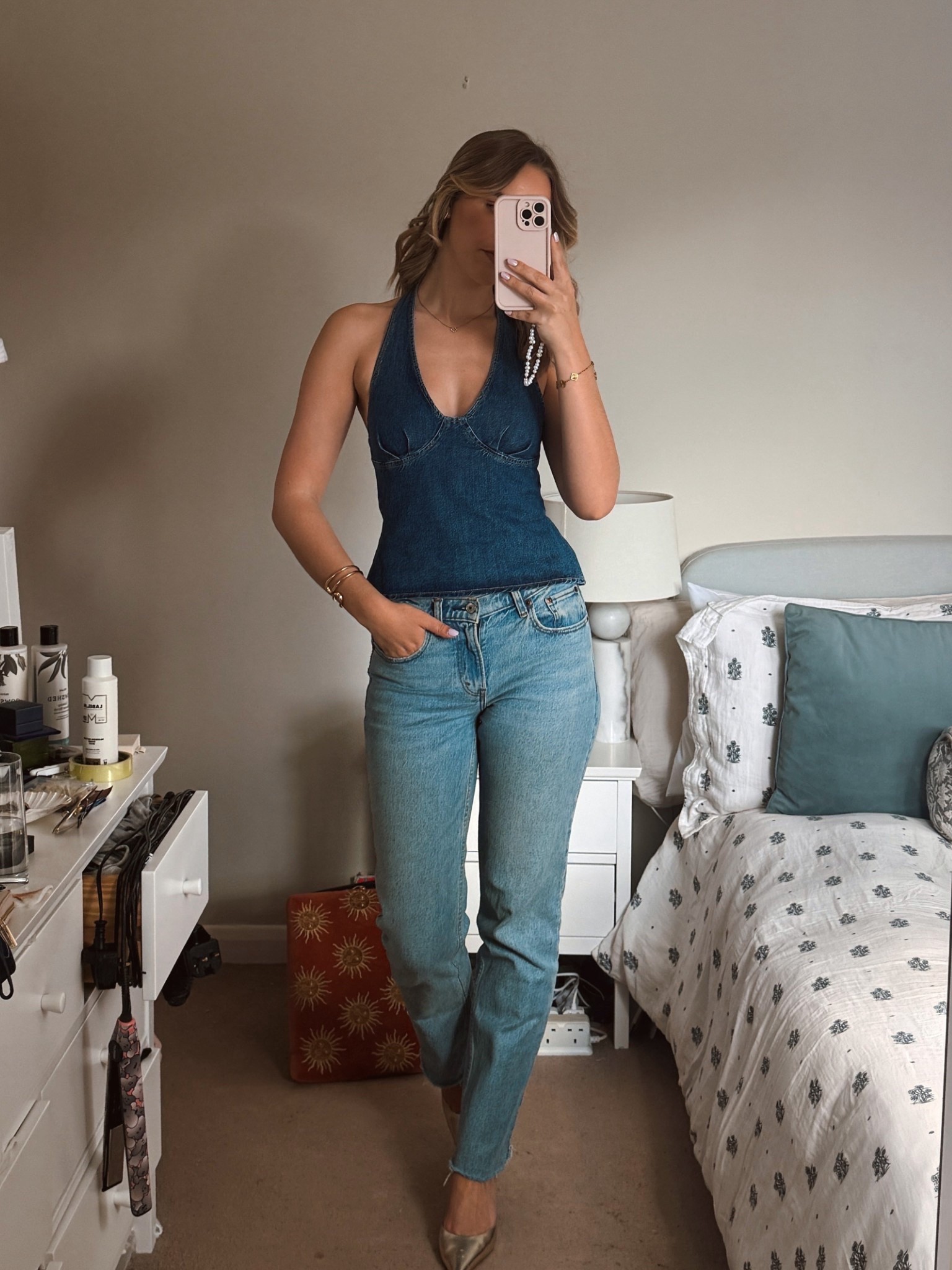Double denim moment - hen do outfit / date night outfit / girls night / night out / jeans / denim top 

#LTKspring #LTKuk #LTKjeans