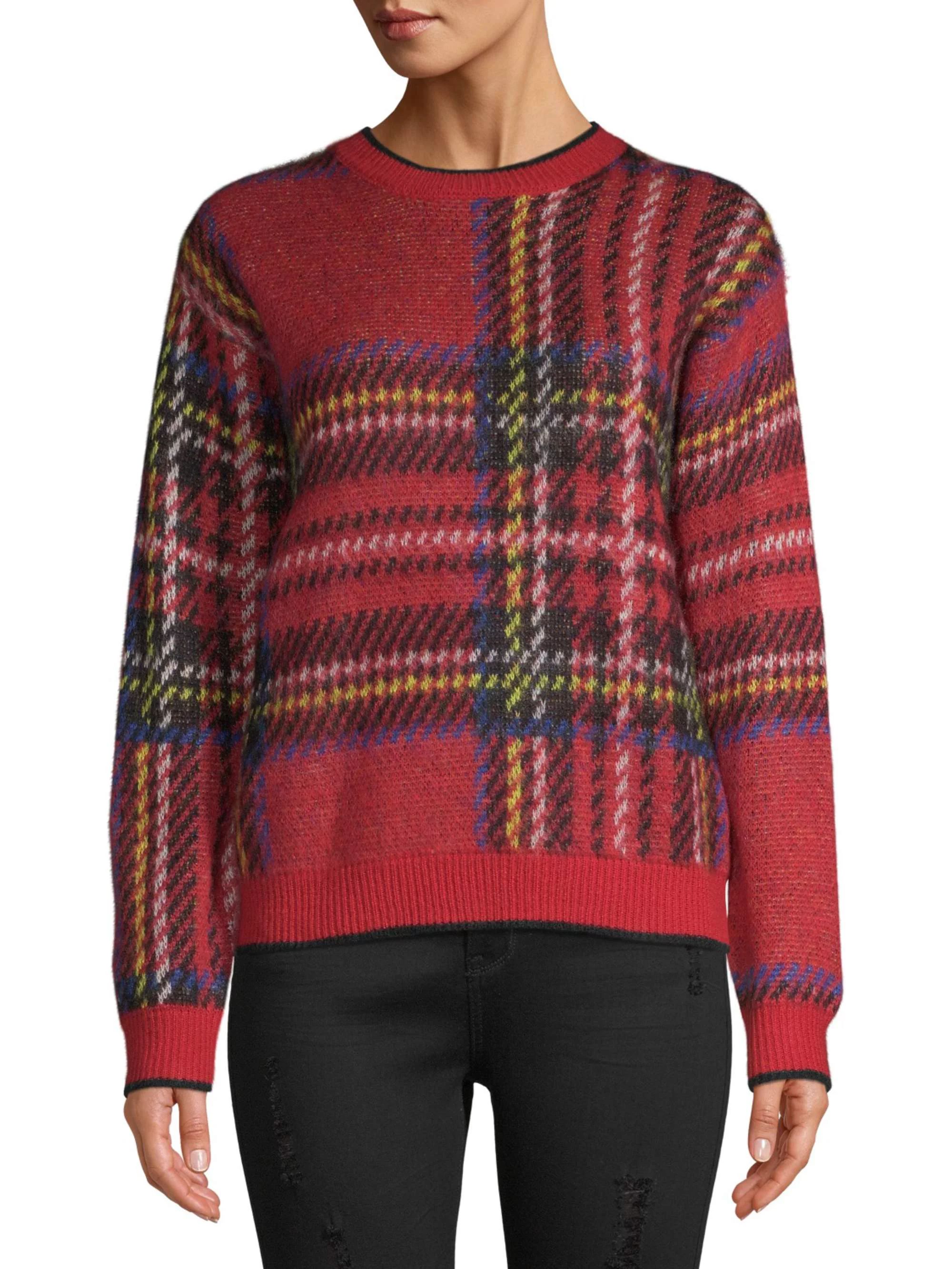 Time and Tru Brushed Plaid Pullover Women's | Walmart (US)