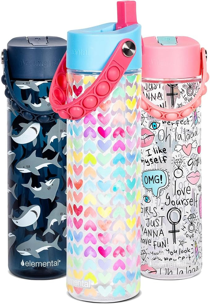 Elemental Splash Water Bottle with Straw - BPA-Free Tritan Plastic Reusable Water Bottle with Pop... | Amazon (US)