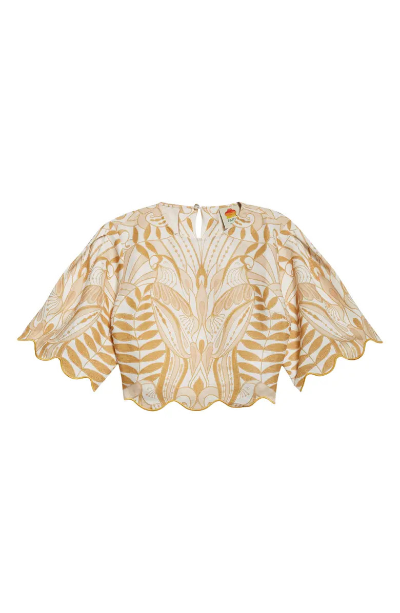 FARM Rio Lace Nature Linen Top | Nordstrom | Nordstrom