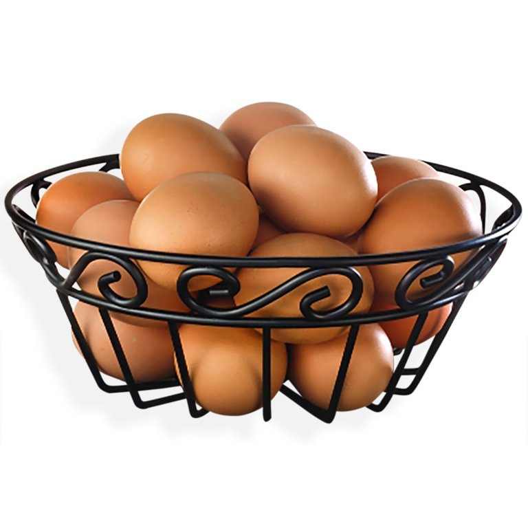 Kitchen Decor Fruit Basket Counter Egg Decorative Bowl Wire Metal Black Scroll Storage Tray EASYV... | Walmart (US)