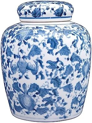 Decorative Blue and White Ceramic Ginger Jar with Lid | Amazon (US)