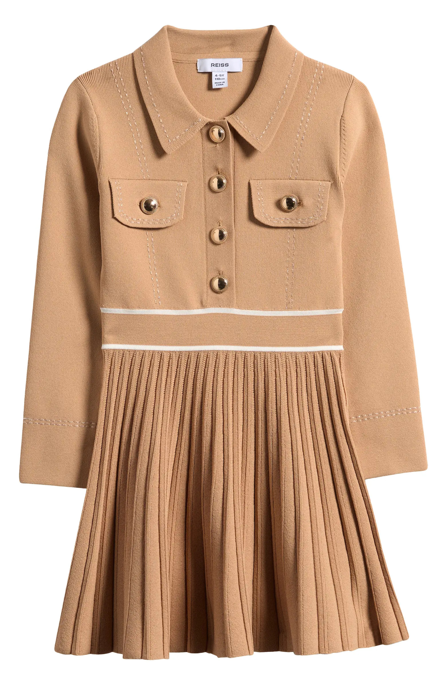 Reiss Kids' Sapna Pleated Sweater Shirtdress | Nordstrom | Nordstrom