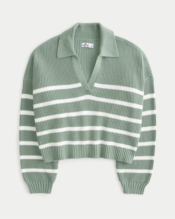 Easy Long-Sleeve Polo Sweater | Hollister (US)