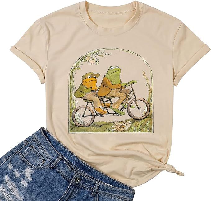 Frog Shirt for Women Classic Book T-Shirt Vintage Graphic Tee Tops Book Lovers Shirt Funny Teache... | Amazon (US)