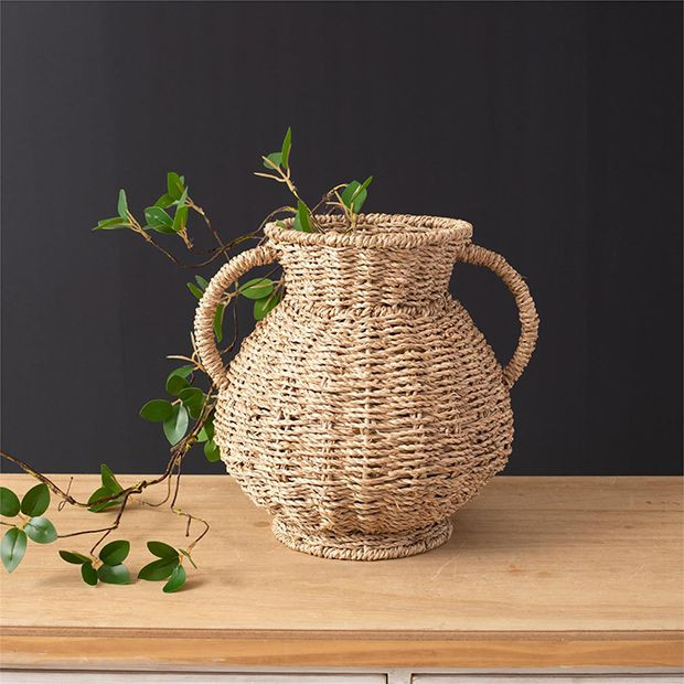 Woven Seagrass Vase With Handles | Antique Farm House