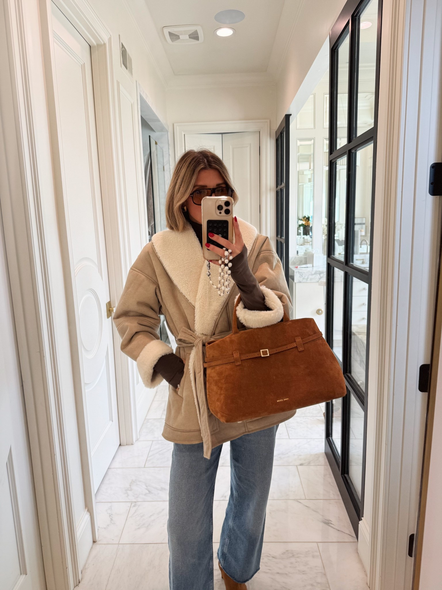 Target wrap shearling jacket is so good. I'm wearing size small 