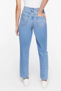 Recycled Cotton Distressed Mom Jeans | Forever 21 (US)