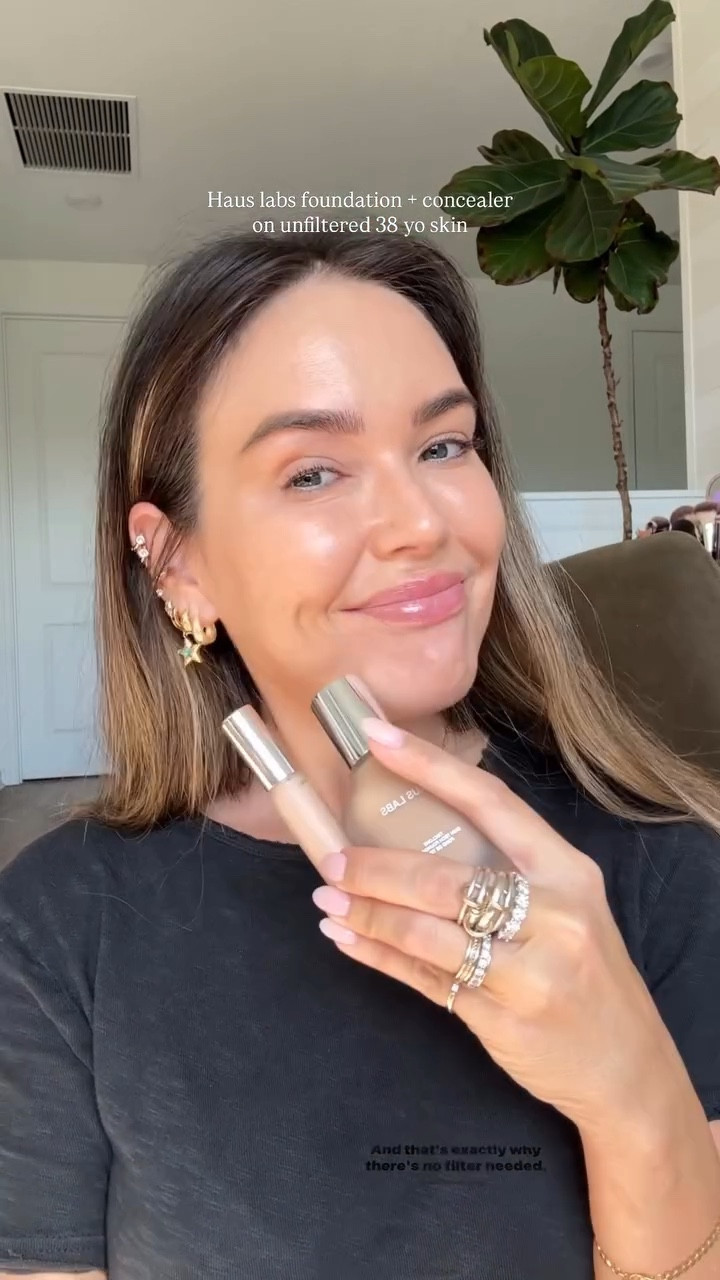 No filter needed! Just Haus Labs complexion perfection. 
This foundation + concealer duo gives that smooth, real-skin glow that looks airbrushed IRL. So lightweight, buildable and hydrating that my  camera roll stays unfiltered. 

Products 
Haus labs triclone skin tech medium coverage foundation in 200 light medium neutral. 
Haus labs triclone skin tech hydrating + de-puffing concealer in 11 light neutral. 
Haus labs dual-ended multipurpose brush 

#hauslabspartner

#LTKBeauty #LTKSaleAlert #LTKFindsUnder50