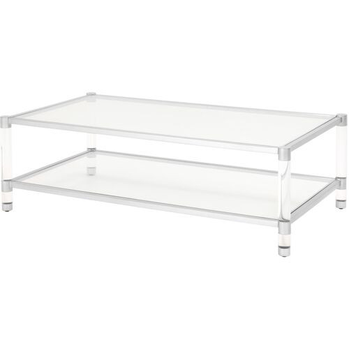 Nicolas Acrylic Coffee Table - Silver/Clear - White | One Kings Lane