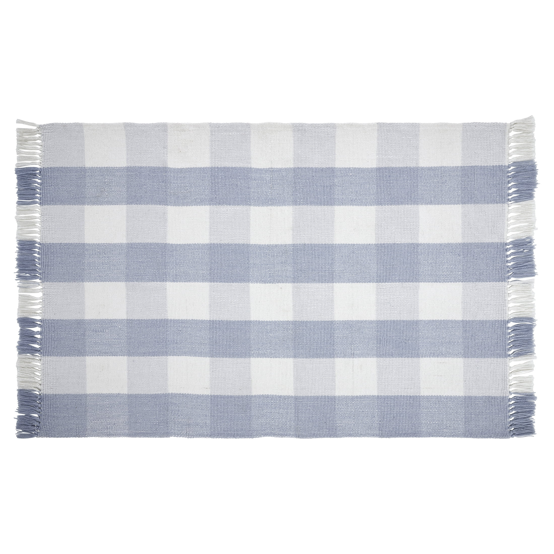 My Texas House Blue Gingham Fringe Indoor/Outdoor Layering Rug, 38" x 58" | Walmart (US)