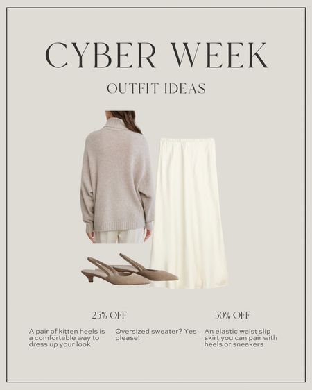 Staples you can wear all year long as well as a classy holiday look!
25% off this Jenni kayne sweater and kitten heels 
50% off this elastic waist slip skirt 

#LTKsalealert #LTKCyberWeek #LTKfindsunder100