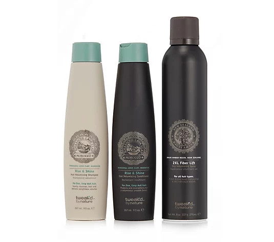 Tweak'd by Nature Rise & Shine Shampoo & Conditioner & 2XL Volumizing Spray - QVC UK | QVC UK