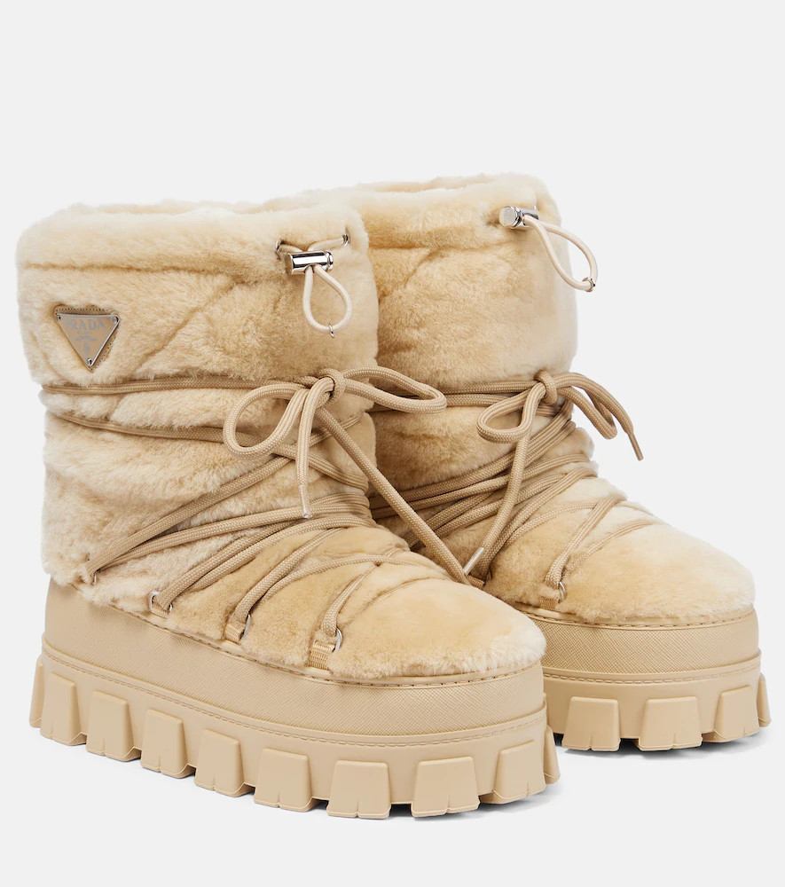 Prada Shearling and leather snow boots | Mytheresa (US/CA)