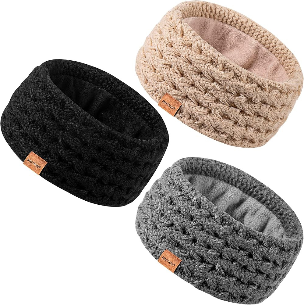 Winter Headbands for Women 3 Pack, Ear Warmers Cold Weather, Warm Ear Muffs Womens Stocking Stuff... | Amazon (US)
