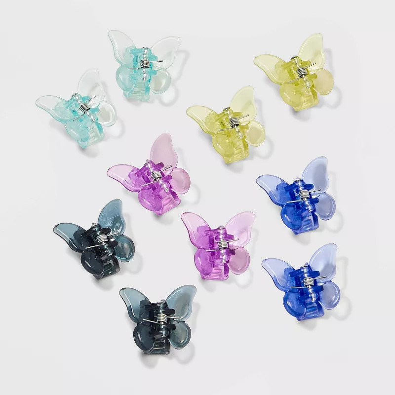 Butterfly Hair Clip Set 10pk - Wild Fable™ Blue/Green/Purple | Target