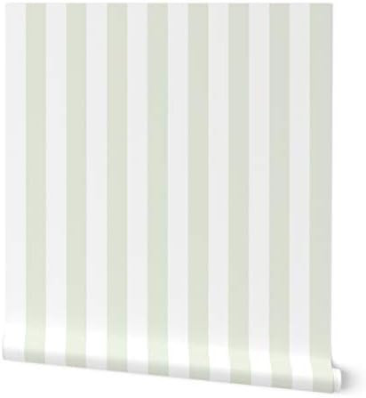 Spoonflower Soft Green Stripe Pre-Pasted Removable Wallpaper | Sample 12" x 24" | Cottage Cabana ... | Amazon (US)