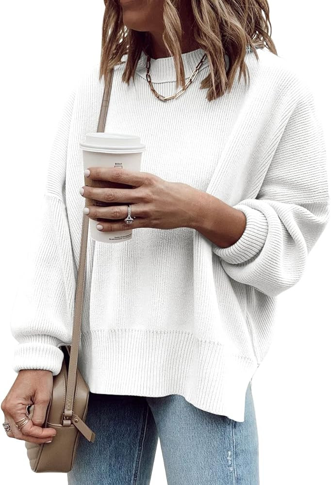 Imily Bela Womens Oversized Tunic Sweaters Fall Slouchy Long Sleeve Ribbed Knit Side Slit Pullove... | Amazon (US)