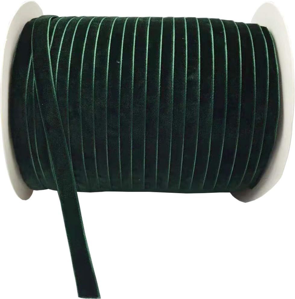 10 Yards Velvet Ribbon Spool Available in Many Colors (Dark Green, 3/8") | Amazon (US)