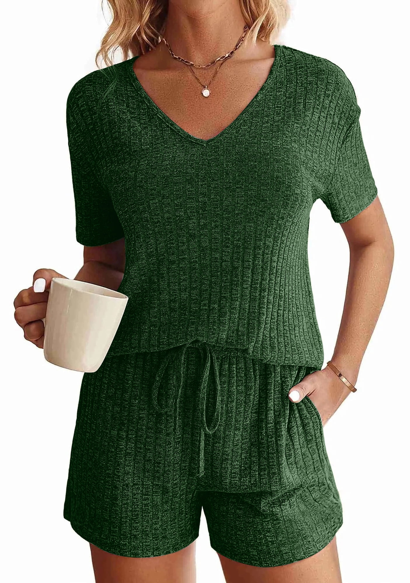 Fantaslook 2 Piece Sets Summer Pajamas Womens Tops and Shorts Sleepwear Outfits Lounge Sets Casua... | Walmart (US)