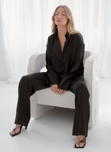 Black Elasticated Satin Trouser – Alex | 4th & Reckless