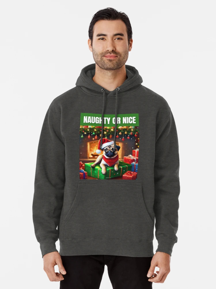 Christmas Fawn Pug - Naughty or Nice Pullover Hoodie | Redbubble (US)