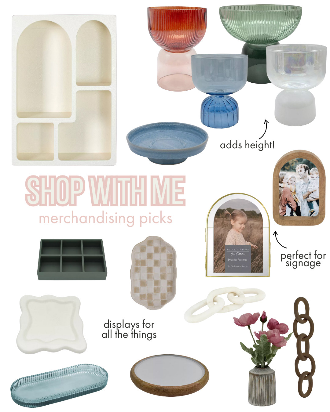 Come shop with me for merchandising picks! Finding items to merchandise your business can be SO HARD. I always like to collect items over time that fit my branding and work for what I need. I thought it might be helpful to start sharing some items I think may work for you as I'm out shopping. 

 