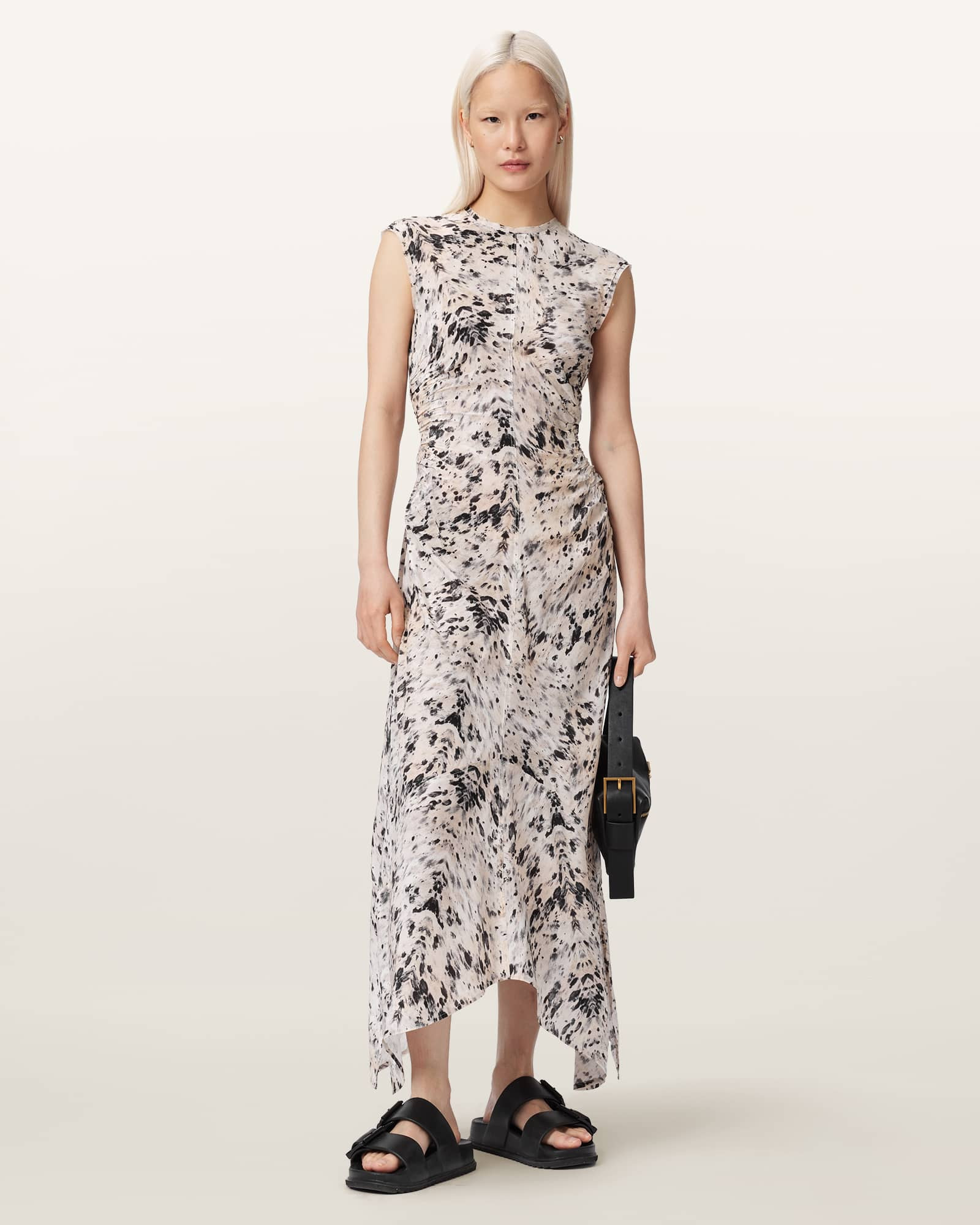 AllSaints Noor Asymmetric Sleeveless Maxi Dress | AllSaints US