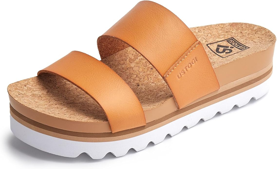 Flatform Platform Sandals Women Arch Support Beach Slides Orthotic Summer Causal Cork Footbed Adj... | Amazon (US)