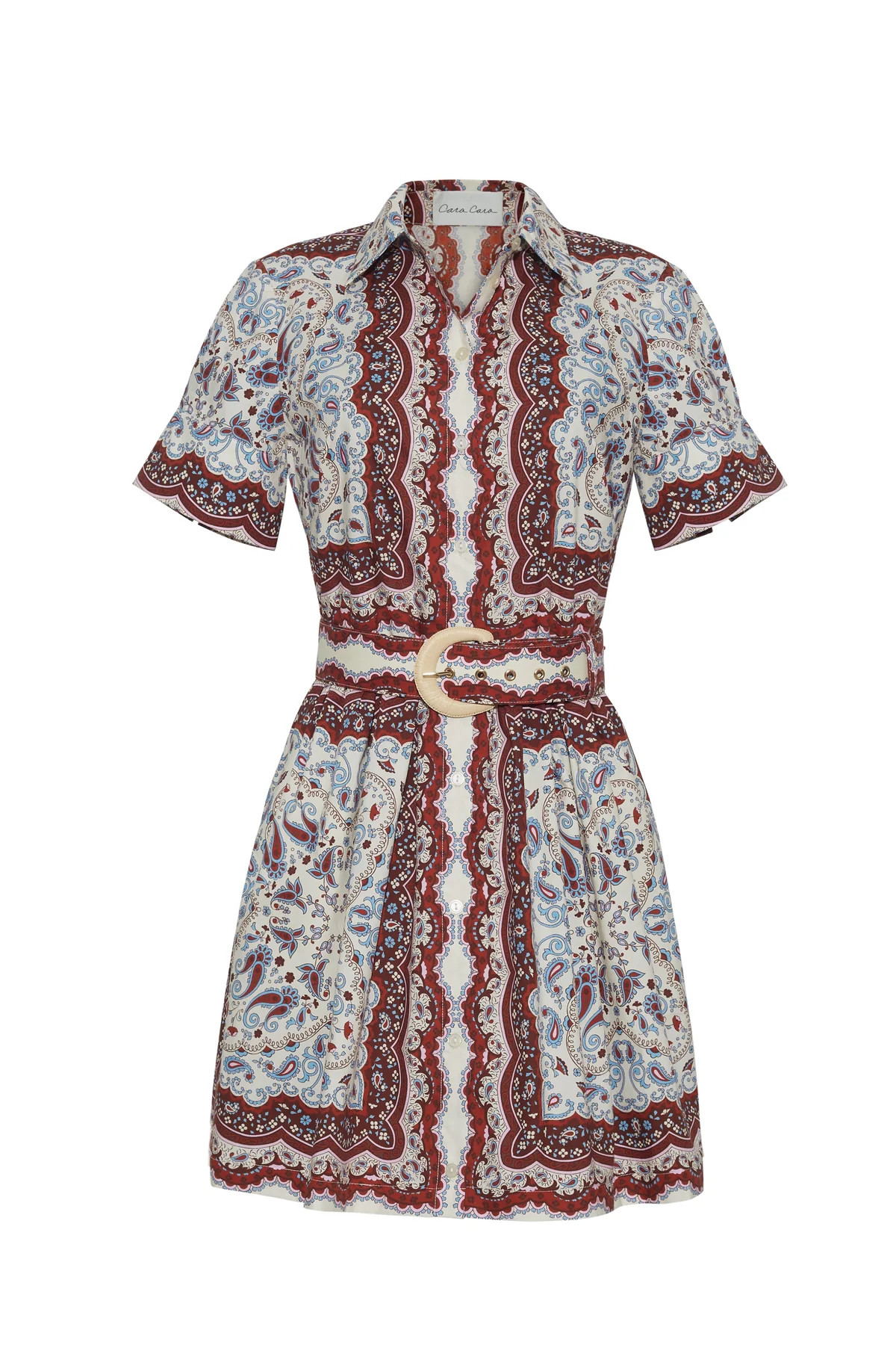 Malena Mini Dress in Paisley Scarf Ivory | Over The Moon