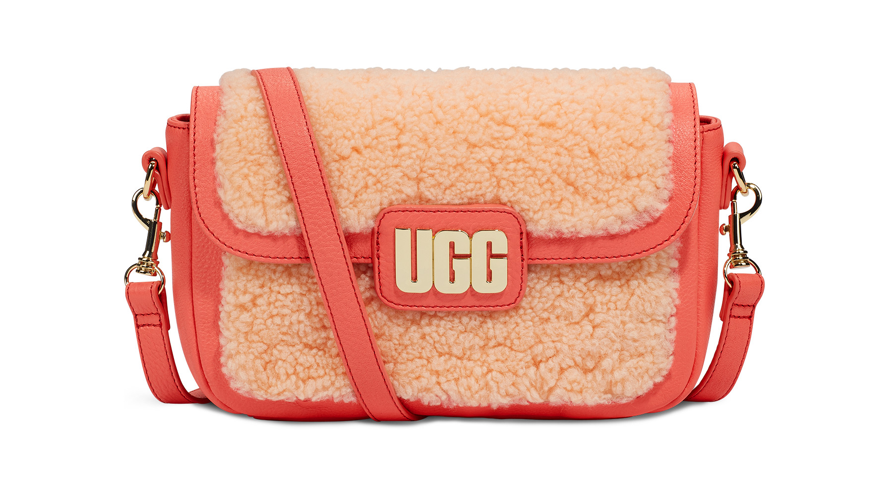 UGG Women's Dalton Crossbody Sheepskin Sheepskin Blend Handbags in Peach Fuzz/Peach Bliss | UGG (US)