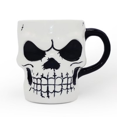 Classic Skeleton Face Spooky 4" Mug, Ceramic Halloween Gothic Kitchen Cup Decor| OrnamentallyYou | Target