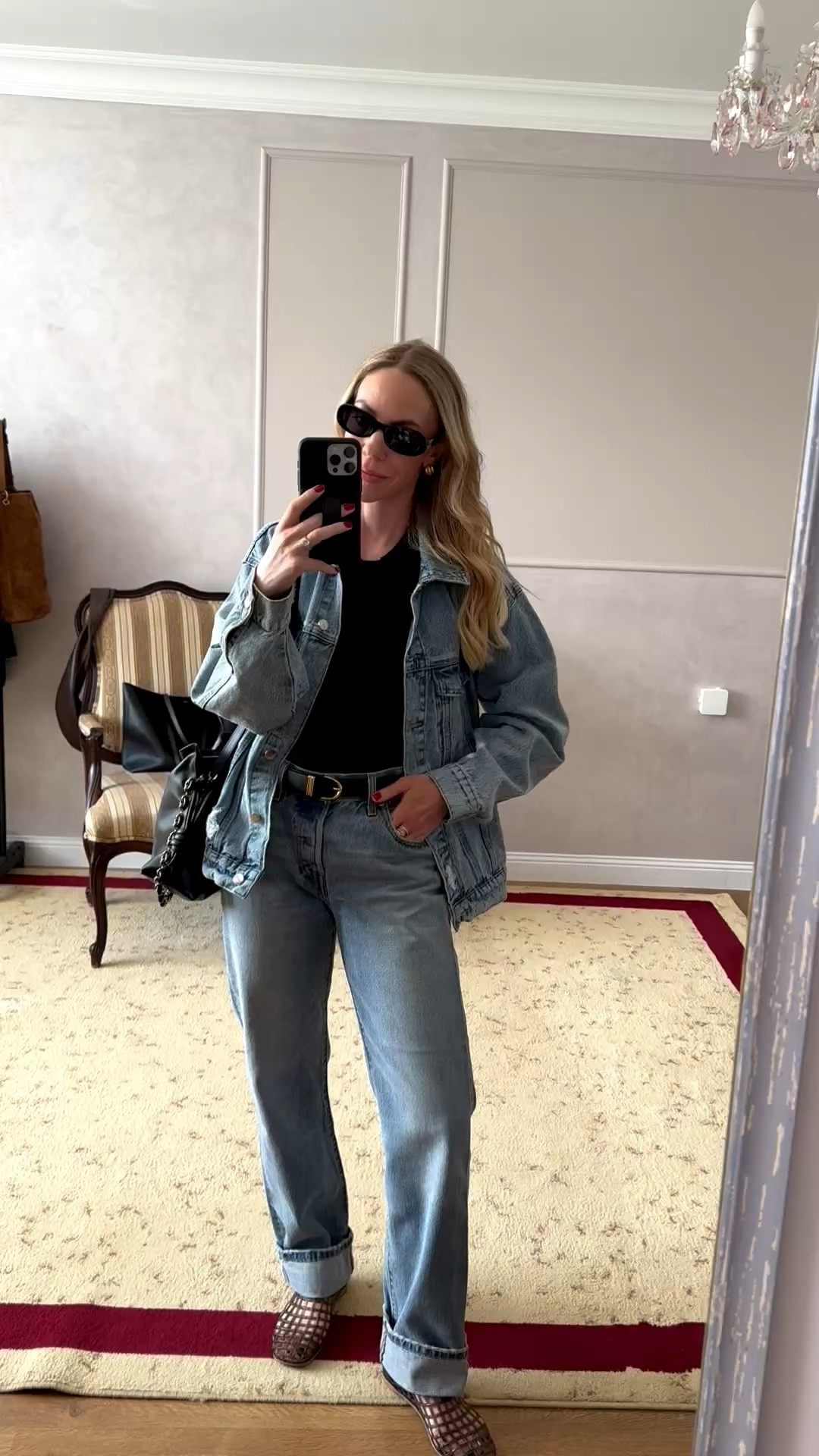 Spring outfits 2026, denim on denim, all denim outfit, oversized denim jacket, @levi 90’s jeans, jelly shoes 

#LTKootd #LTKSeasonal #LTKOver40