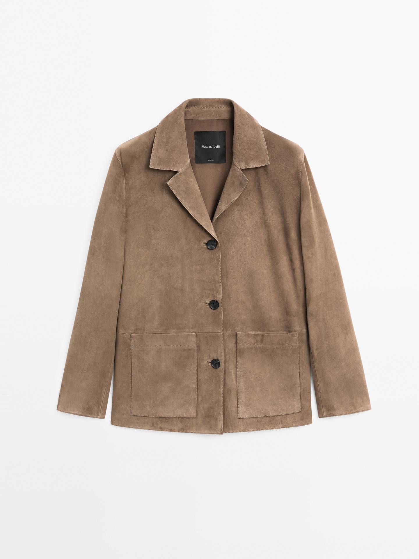 Flowing suede leather blazer | Massimo Dutti UK