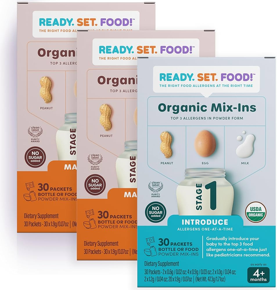 Stage 1 & 2 Mix-ins – Safe&Easy Early Allergen Introduction, Babies 4+ Months, Mix with Breastm... | Amazon (US)