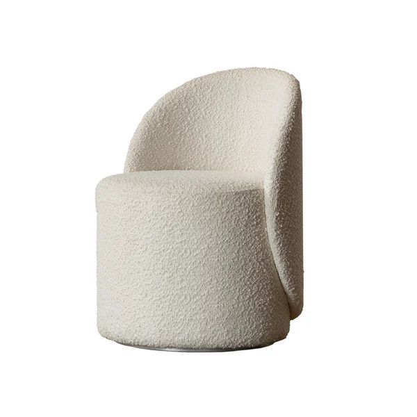 Nordic Boucle Round Vanity Stool Swivel Accent Chair with Low Back-Homary | Homary