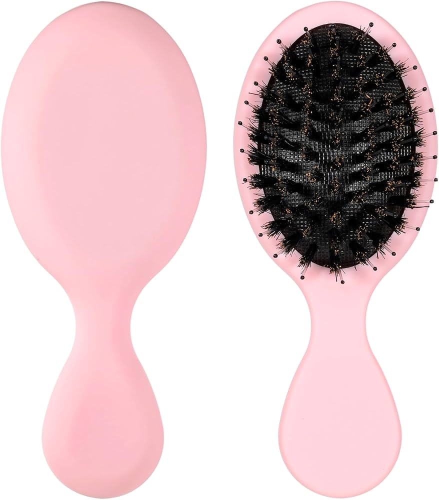 Mini Boar Bristle Hair Brush Travel Size Hairs Brushes Mini Hair Brush Small Portable Compact Hai... | Amazon (UK)